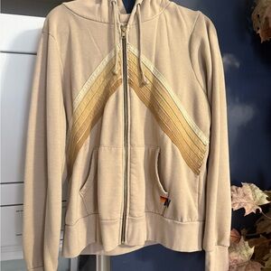 Tan and Gold Zip-Up Hoodie
